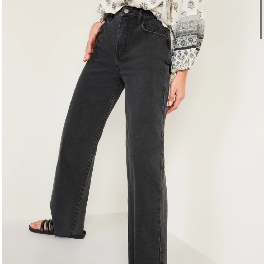 Extra high rise wide leg black pants size 4